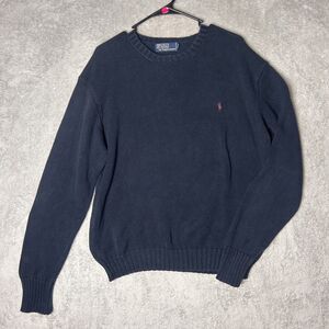 Polo Ralph Lauren Sweater Men's Large Navy Crew Long Sleeve  Adult L